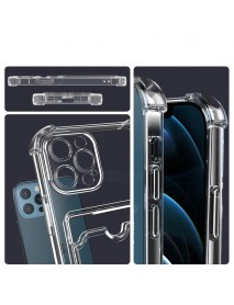 Mr.Casse İphone 15 Pro Max Uyumlu Kartlıklı, Darbeye Dayanıklı (Shockproof) Şeffaf Kılıfı