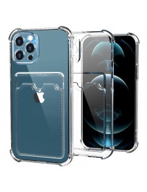 Mr.Casse İphone 15 Pro Max Uyumlu Kartlıklı, Darbeye Dayanıklı (Shockproof) Şeffaf Kılıfı