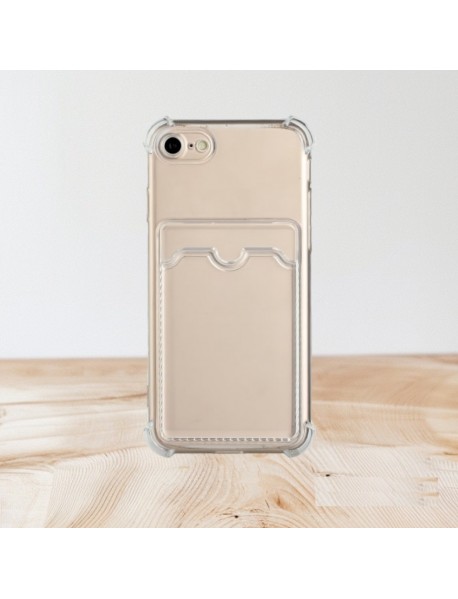 Mr.Casse iPhone 7/8 ve SE ile Uyumlu Kartlıklı, Darbeye Dayanıklı (Shockproof) Şeffaf Kılıf