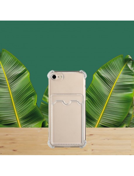 Mr.Casse iPhone 7/8 ve SE ile Uyumlu Kartlıklı, Darbeye Dayanıklı (Shockproof) Şeffaf Kılıf
