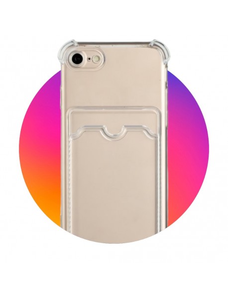 Mr.Casse iPhone 7/8 ve SE ile Uyumlu Kartlıklı, Darbeye Dayanıklı (Shockproof) Şeffaf Kılıf