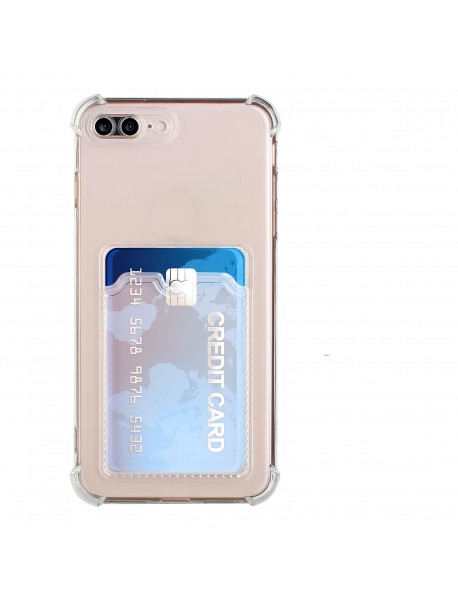 Mr.Casse iPhone 7/8 Plus ile Uyumlu Kartlıklı, Darbeye Dayanıklı (Shockproof) Şeffaf Kılıfı 