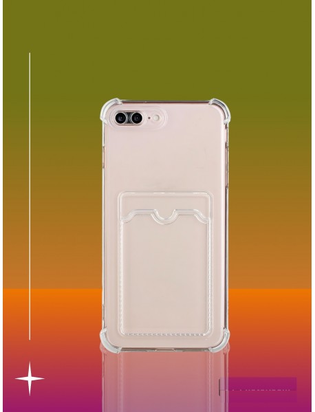 Mr.Casse iPhone 7/8 Plus ile Uyumlu Kartlıklı, Darbeye Dayanıklı (Shockproof) Şeffaf Kılıfı 