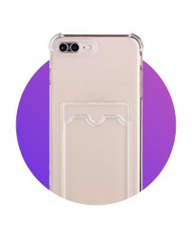 Mr.Casse iPhone 7/8 Plus ile Uyumlu Kartlıklı, Darbeye Dayanıklı (Shockproof) Şeffaf Kılıfı 