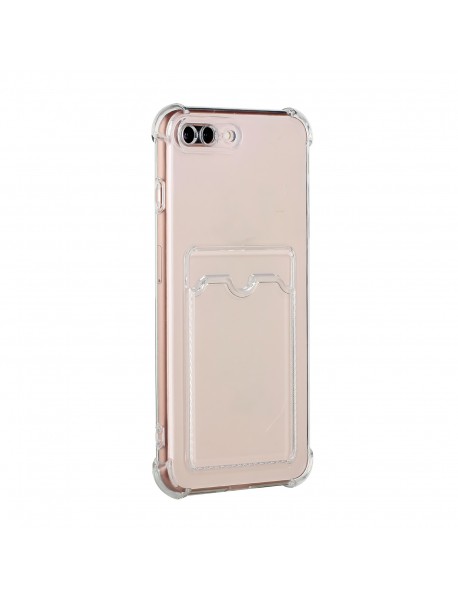 Mr.Casse iPhone 7/8 Plus ile Uyumlu Kartlıklı, Darbeye Dayanıklı (Shockproof) Şeffaf Kılıfı 