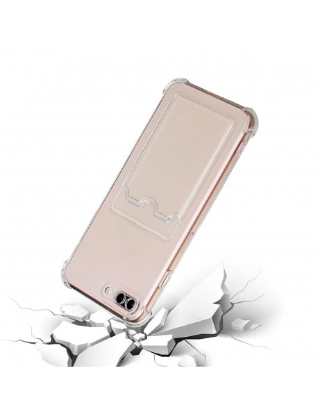 Mr.Casse iPhone 7/8 Plus ile Uyumlu Kartlıklı, Darbeye Dayanıklı (Shockproof) Şeffaf Kılıfı 