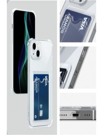Mr.Casse iPhone 13 ile Uyumlu Kartlıklı, Darbeye Dayanıklı (Shockproof) Şeffaf Kılıf