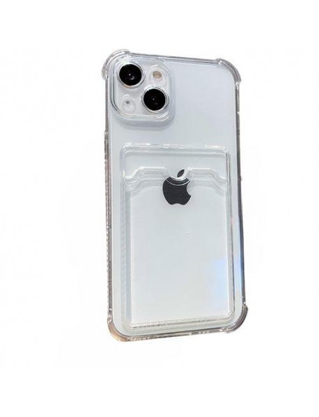 Mr.Casse iPhone 14 ile Uyumlu Kartlıklı, Darbeye Dayanıklı (Shockproof) Şeffaf Kılıfı